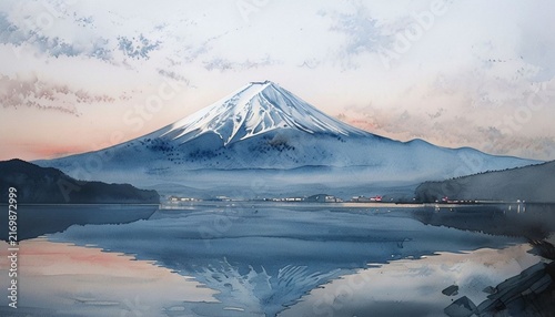  A Serene Watercolor Painting of Mount Fuji
