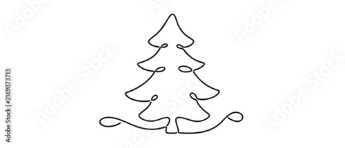 minimal christmas tree line art vector icon design. elegant evergreen tree illustration