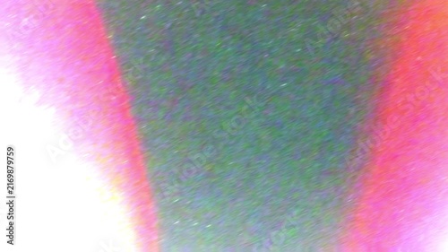 Animated fast light leak transition with bright pink flares, heavy green film noise, and dust particles for 4K video overlays.
