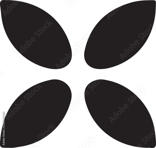 A black graphic featuring four rounded,