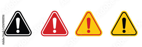 Warning icon. Attention exclamation mark symbol. Hazard alert sign. Simple pictogram for danger, caution, error, safety, notification and system interface design.