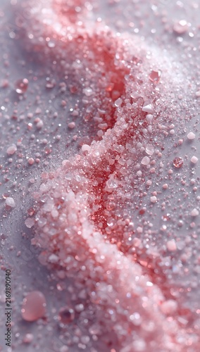 Microscopic crystalline grains forming flowing pathways guiding waves before dissolving into randomness