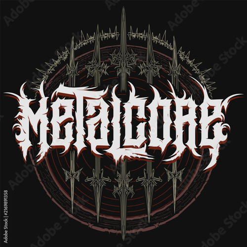 Canvas Print Metalcore, Rock lettering, poster or t-shirt design, vector