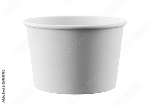 Empty white paper cup for ice cream or food isolated on transparent background