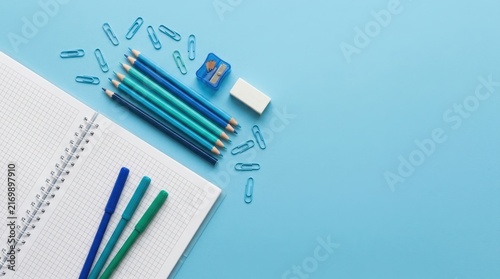 Blue Stationery Flat Lay