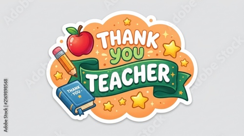 Thank You Teacher colorful greeting illustration