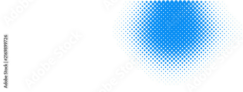 Abstract blue halftone pattern fading into white space background