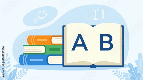 Education concept with books alphabet and school supplies