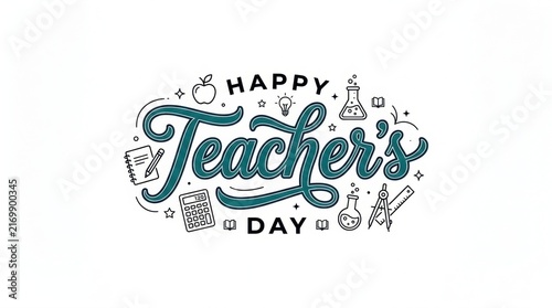 Happy Teachers Day Floral Typography