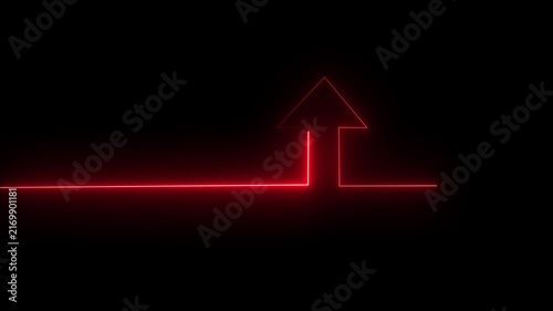 The neon shine up arrow glows brightly in vibrant shades of green and yellow. Its sleek design exudes energy, symbolizing upward movement 4k video..