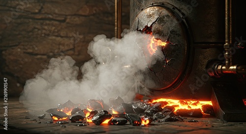 Obraz na płótnie Smoke and flames from burning papers.