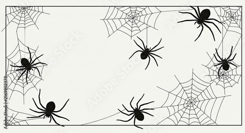 Spiders and cobwebs on white background.