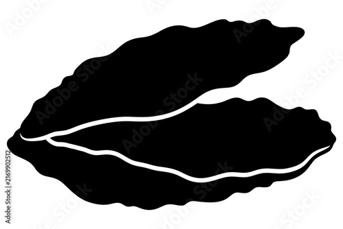 Open Oyster Silhouette isolated on white background with copy space for design