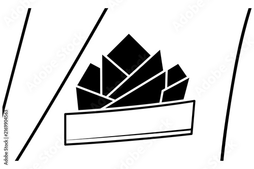 Geometric Crystal Cluster in Stylized Pot with Abstract Lines Vector Silhouette
