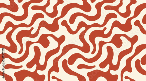 Retro Wavy Seamless Pattern Abstract Brown Liquid Background