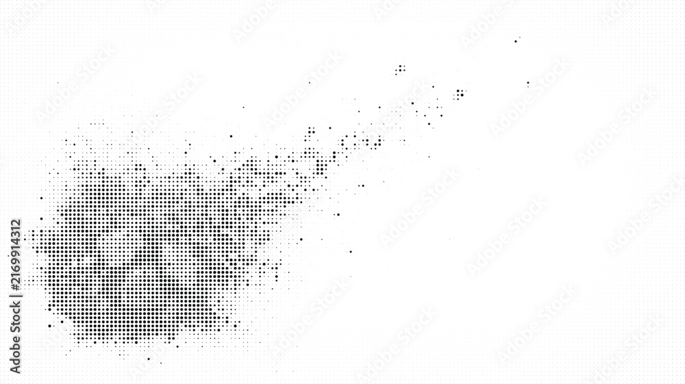 Obraz premium Black halftone dot pattern vector background with circular gradient texture