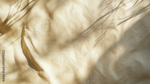 Beige textured fabric with dappled light and shadow patterns