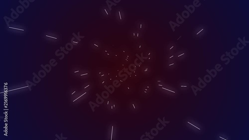 Abstract particle vortex animation. Glowing white particles spiral into a luminous tunnel on dark purple background. Motion graphic video for technology, space, energy, portal and futuristic design.