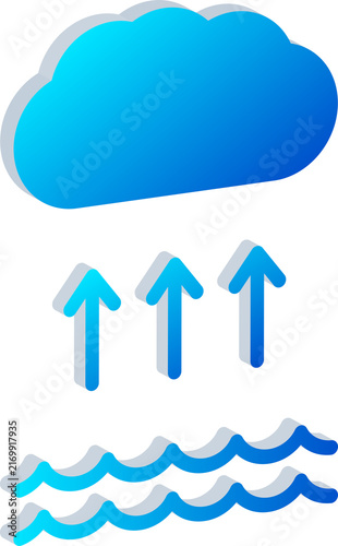3D Evaporation Icon for Water Cycle Monitoring and Climate Analysis Isolated on Transparent Background