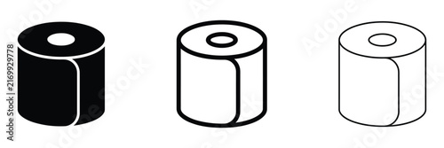 Obraz na płótnie Toilet paper roll icon silhouette vector outline and line art