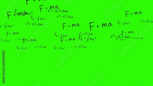 Sci-fi hud frame mathematical formulas physics equations floating green screen footage