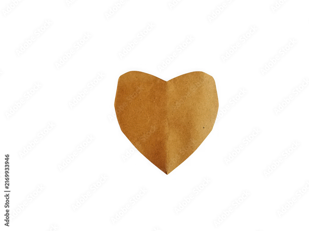 Obraz premium Simple brown paper heart cut out shape with a textured rustic look