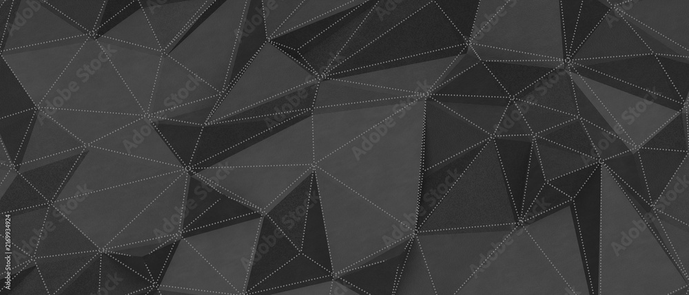 Fototapeta premium Abstract dark geometric pattern with triangles and lines, digital art.