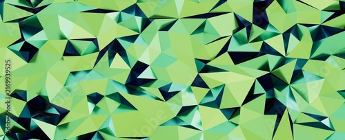 Cuadro en lienzo Geometric pattern with low poly polygons in shades of green and blue