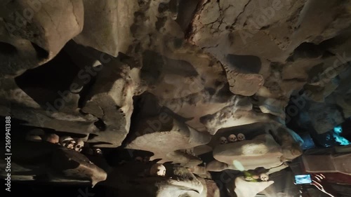 Ancient human skulls in a burial cave in indonesia