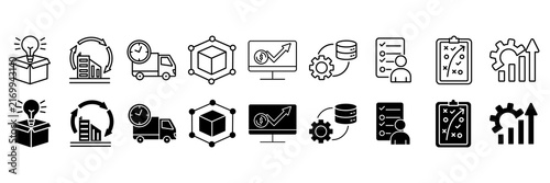PLM icon set. strategy, and improvement symbol. Vector illustration