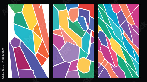 Cuadro en lienzo Abstract colorful mosaic art triptych modern wall decor