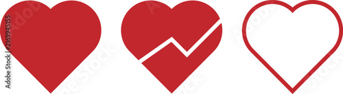 Heart Love Icons Set with Solid and Outline Symbols