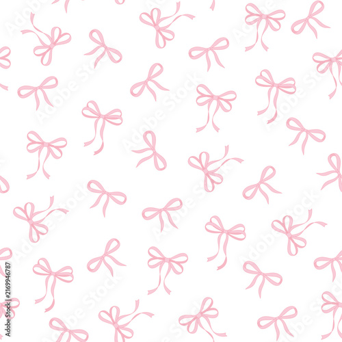Bows ribbon seamless pattern. Vector illustration pink bow. Design for packaging.