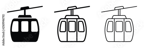 Tapety artystyczne Cable car icon silhouette vector, bold outline and line art isolated illustration