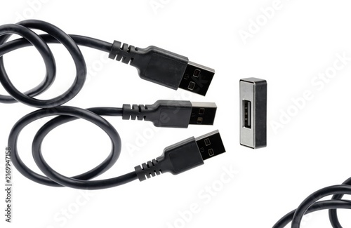 Tangled USB Cables Technology Connection Concept.