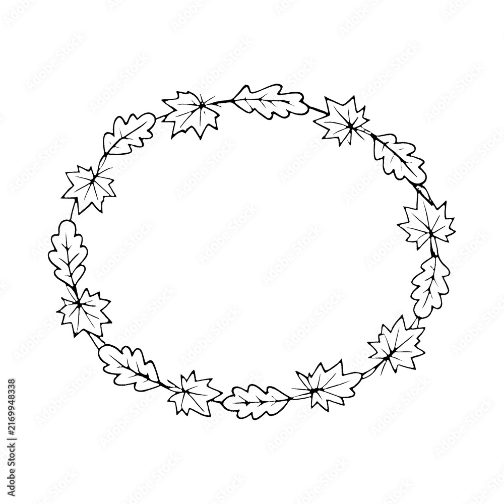 Fototapeta premium PNG Elegant autumn leaf wreath
