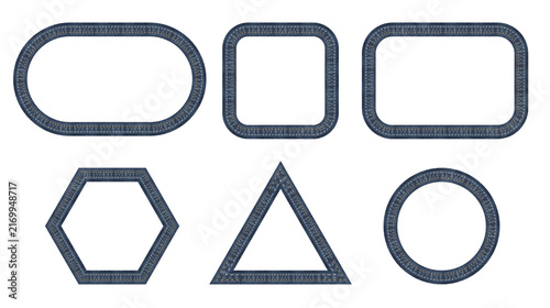 Blue Denim Fabric Texture Geometric Frames Oval Square Rectangle Hexagon Triangle Circle Borders PNG