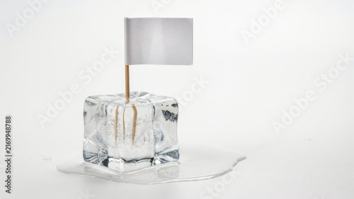 Climate Change Melting Ice Flag Business Concept.