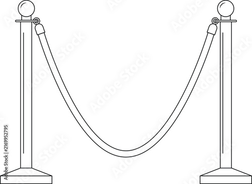 Stanchion with Rope Outline Icon Illustration on White Background