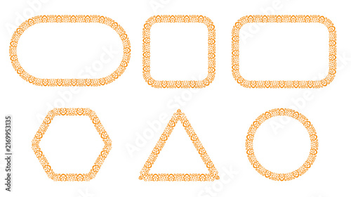 Gold Vintage Flourish Geometric Frames Oval Square Rectangle Hexagon Triangle Circle Borders PNG