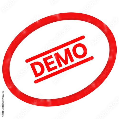 Canvastavla Red demo rubber stamp icon, oval demonstration seal on white background, trial v