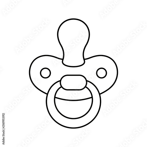 Baby pacifier outline icon for sweet newborn childhood concepts.