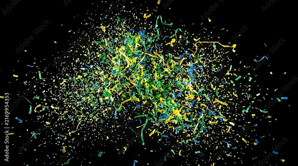 Naklejka premium Colorful confetti explosion on black background