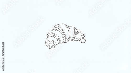 Line art drawing of a classic French croissant pastry, minimal black and white vector sketch
