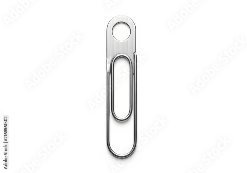 Silver paper clip with loop attachment isolated on transparent background isolated on white background