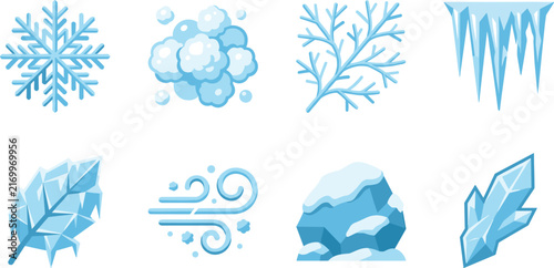 Winter Frost and Ice Element Icon Set