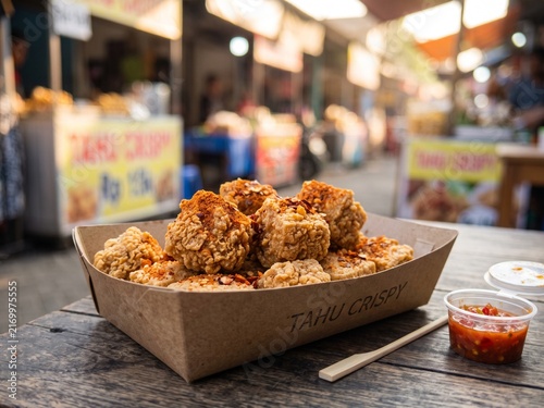 Indonesian Crispy Tofu, Fried Tofu Snack, Traditional Street Food