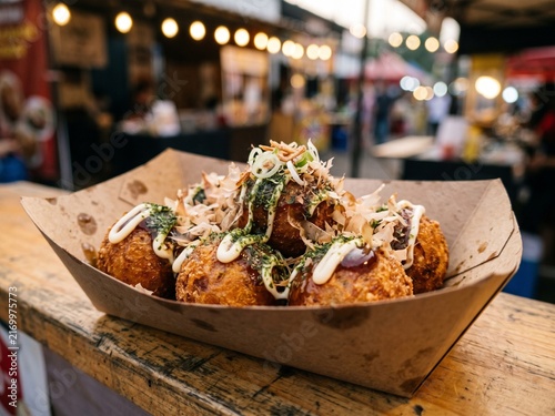Indonesian Street Takoyaki, Japanese Octopus Balls, Asian Street Food