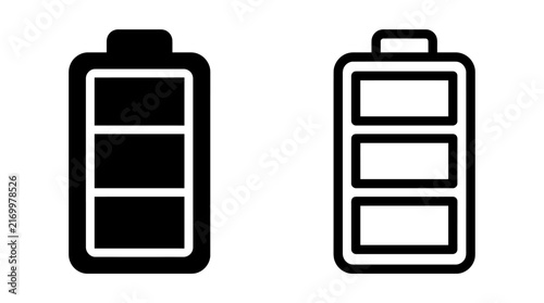 Foto Full battery indicator icon set with solid and outline vector style
