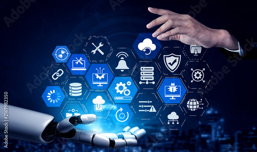 Foto Artificial intelligence automates the software update process for system maintenance